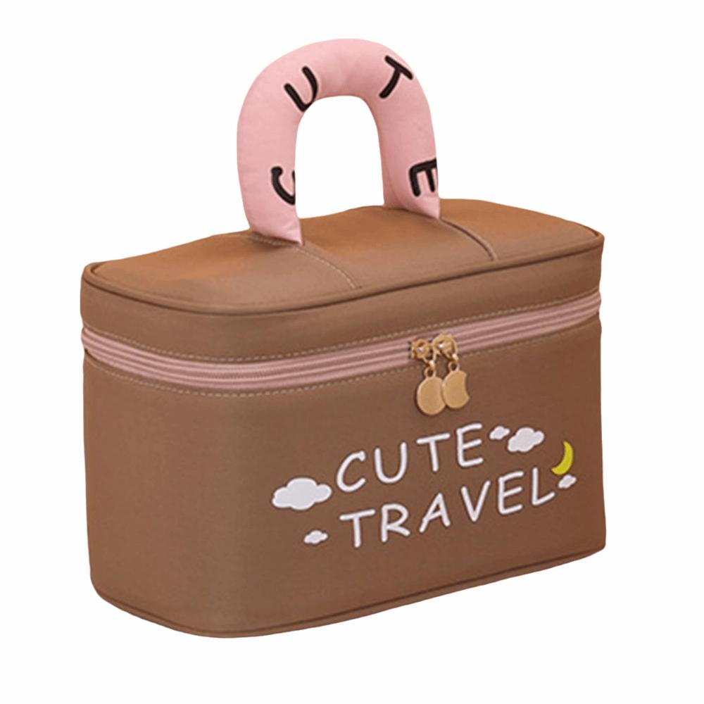 Cute Cosmetic Bags Portable Toiletry Organizer Fashion Toiletry Pouch Casual Shopping коричневый