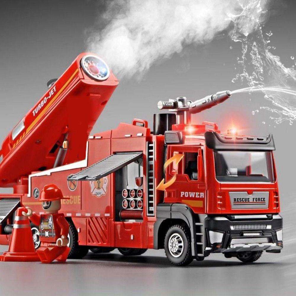 1:32 Scale Water Spray Fire Rescue Toy Pull-Back Function Engineering Vehicle Children Gifts