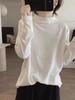 Apricot Soft Sticky Half-High Neck Women's Oversized Long-Sleeve Base Layer Top - Autumn/Winter European Style.