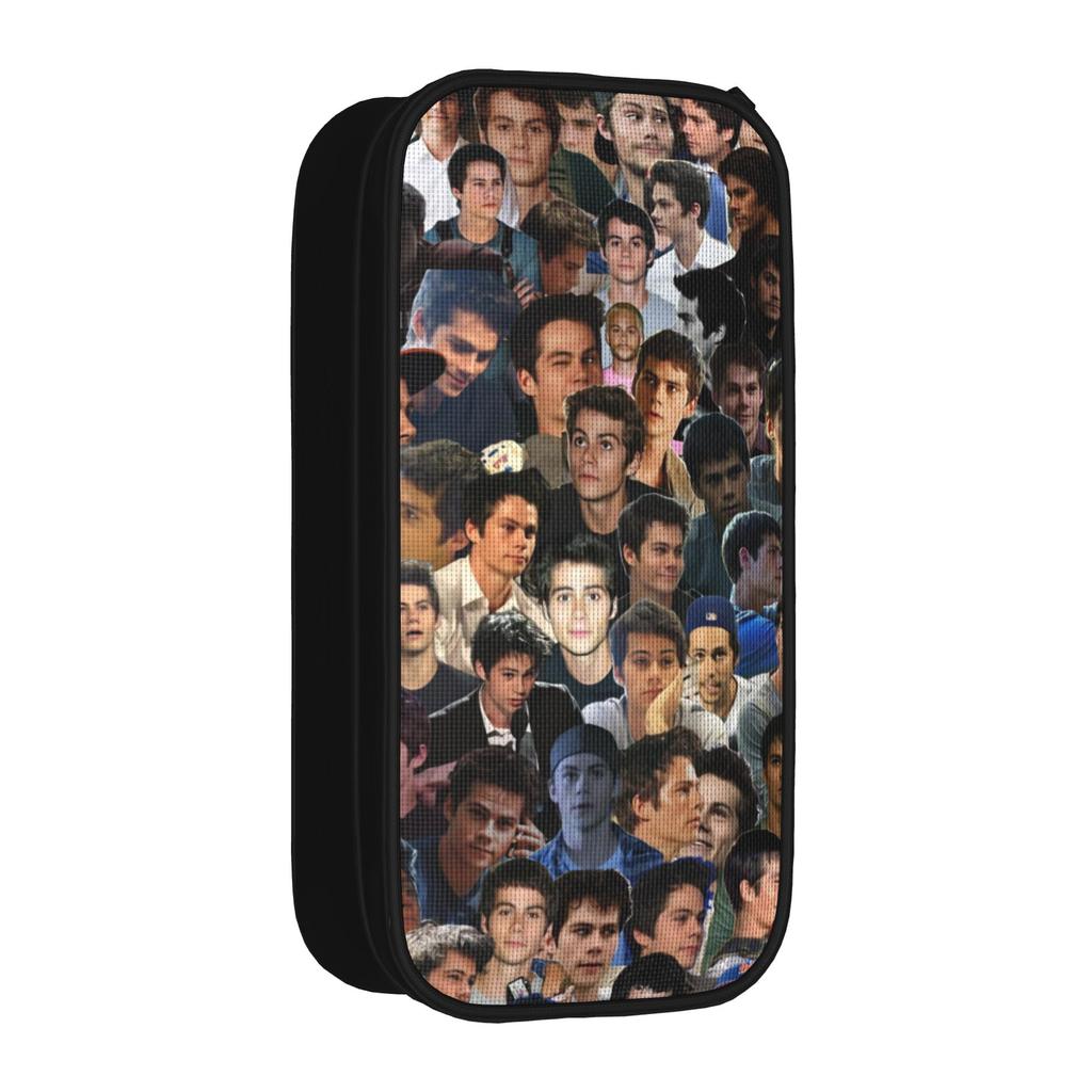 Large Capacity Pencil Pouch Dylan Obrien Actor Office Supplies Double Layer Pencil Case Stationery Women Makeup Bag Amazing Gift