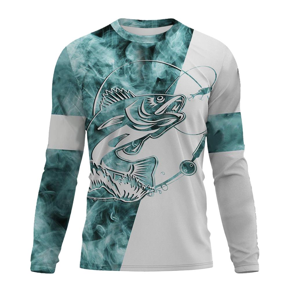 Men's T-Shirts Fishing Graphic 3D Print Tee Shirt Spring and Autumn Tops Fashion Casual Long sleevedfor Men Clothing XS-5XL