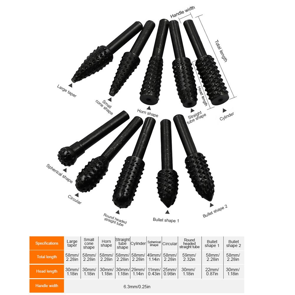 5 buc Burghie Metal Freză Rotativă Burghiu Lemn Pilă Răzuitor Polizor Freză pentru Sculptură Rădăcină Lemn Piatră Metal Set Freze