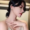 Diamond Fan-Shaped Ginkgo Biloba Stud Earrings Temperament Earrings Women'S Fashion Earrings