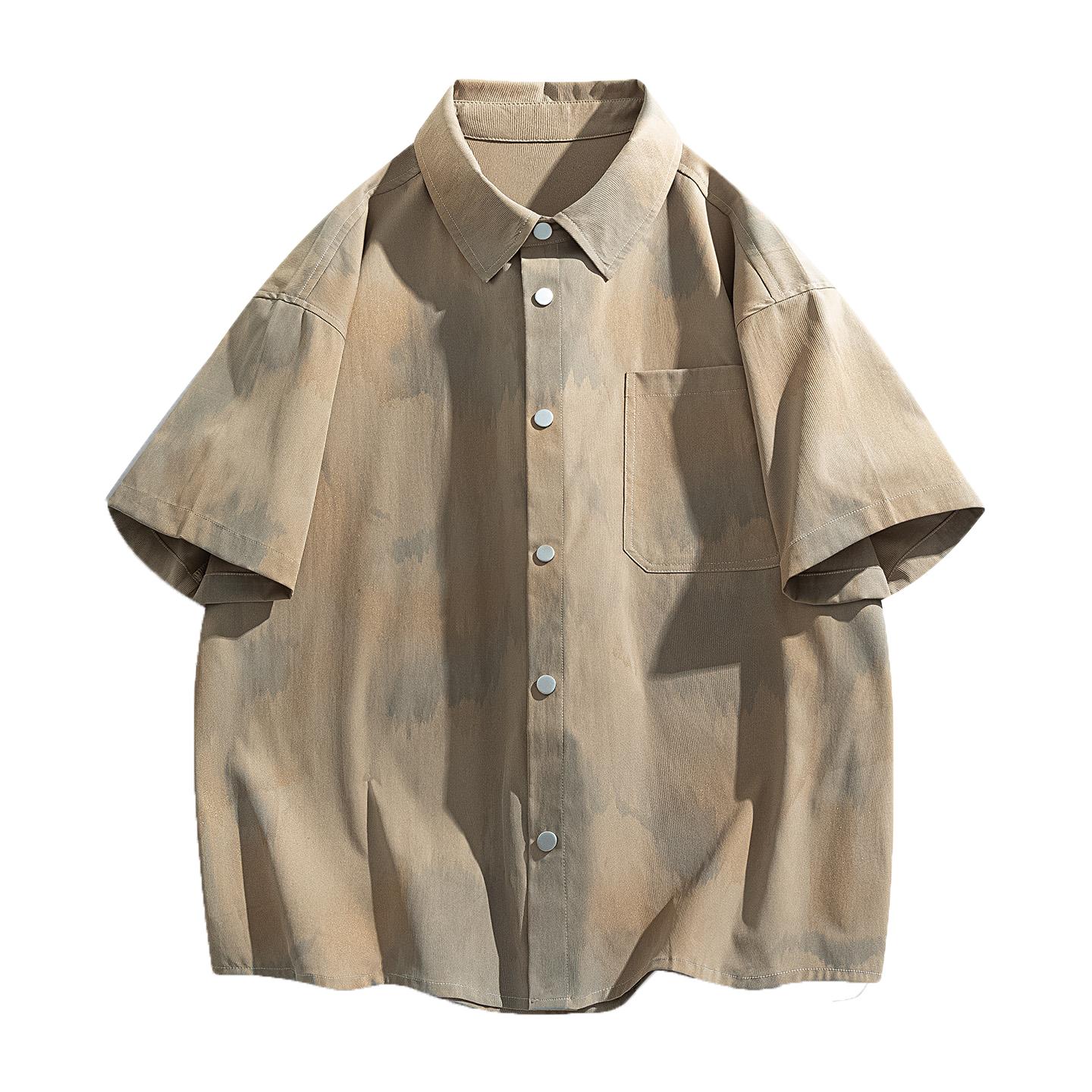 Short Sleeved Shirt Men s Lapel Shirt Cardigan Half Sleeved Men s Casual Top M