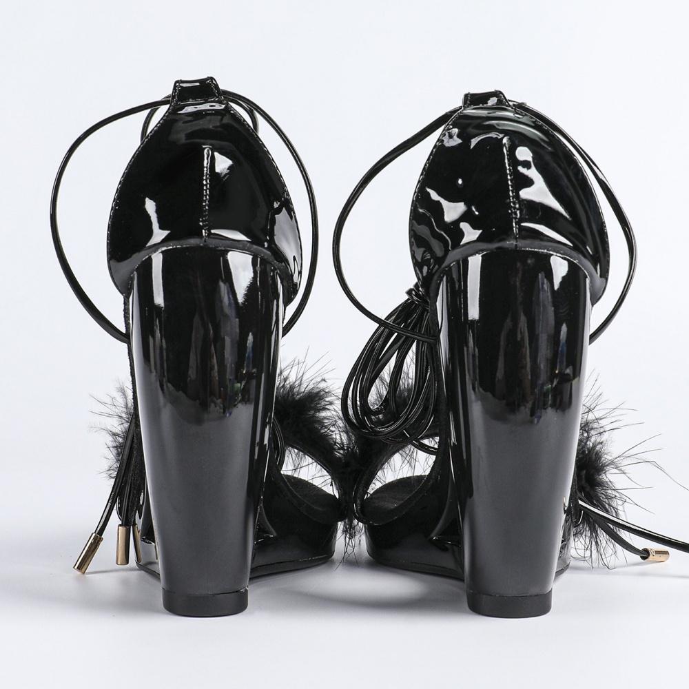 Women's Fluffy Sandals - Crystal Ultra-High Heels Waterproof Platform & Ankle Straps, Party/Evening Shoes, LFD-907188-8