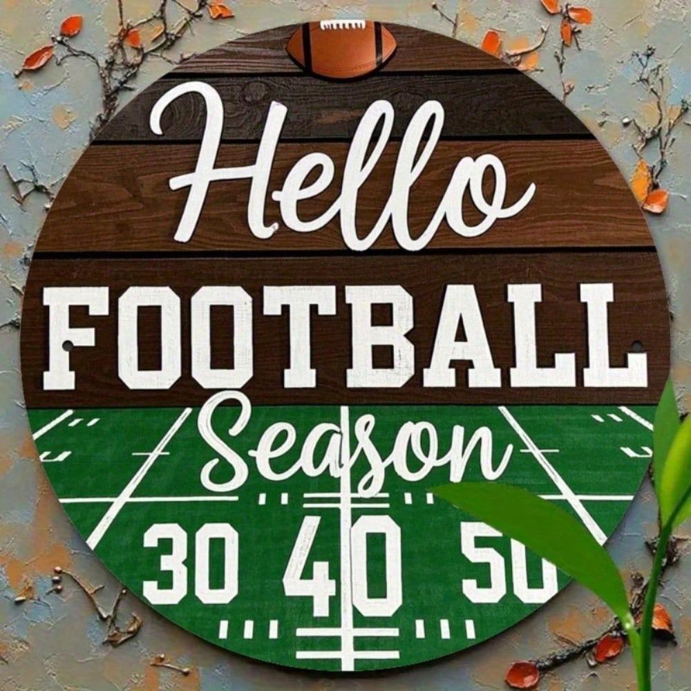 Vintage Metal Football Sign 8x8 Inch Retro Wall Art Waterproof Country Decor for Home Bar