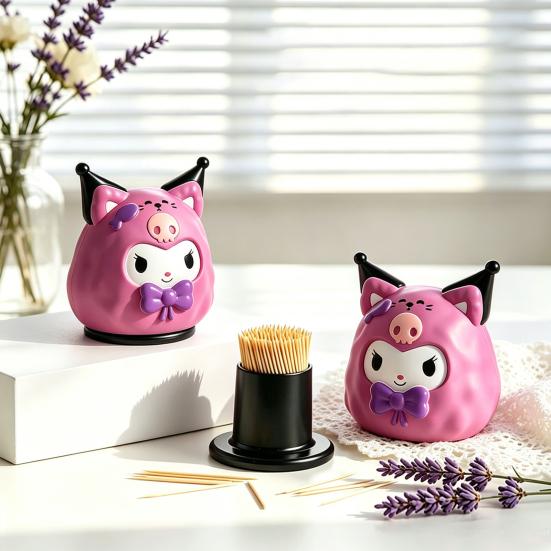 Cartoon Animal Toothpick Box with Dust-proof Lid Decorative Toothpick Holder Dispenser Organizer Container for Home Office Restaurant