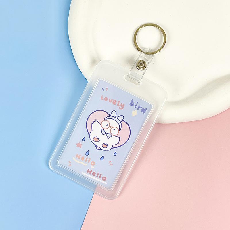 Ins Cute Transparent Lanyard Card Cover Student Bus Cards Case Cartoon Work Card Covers Credit Card Holder Id Holder with Rope