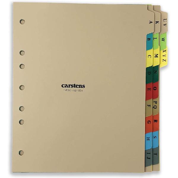 Carstens Heavy Duty Plastic Alphabet Divider Set, 21-Tab, Multi-Color, for Side-Opening 3-Ring Binders, 1 Set 1