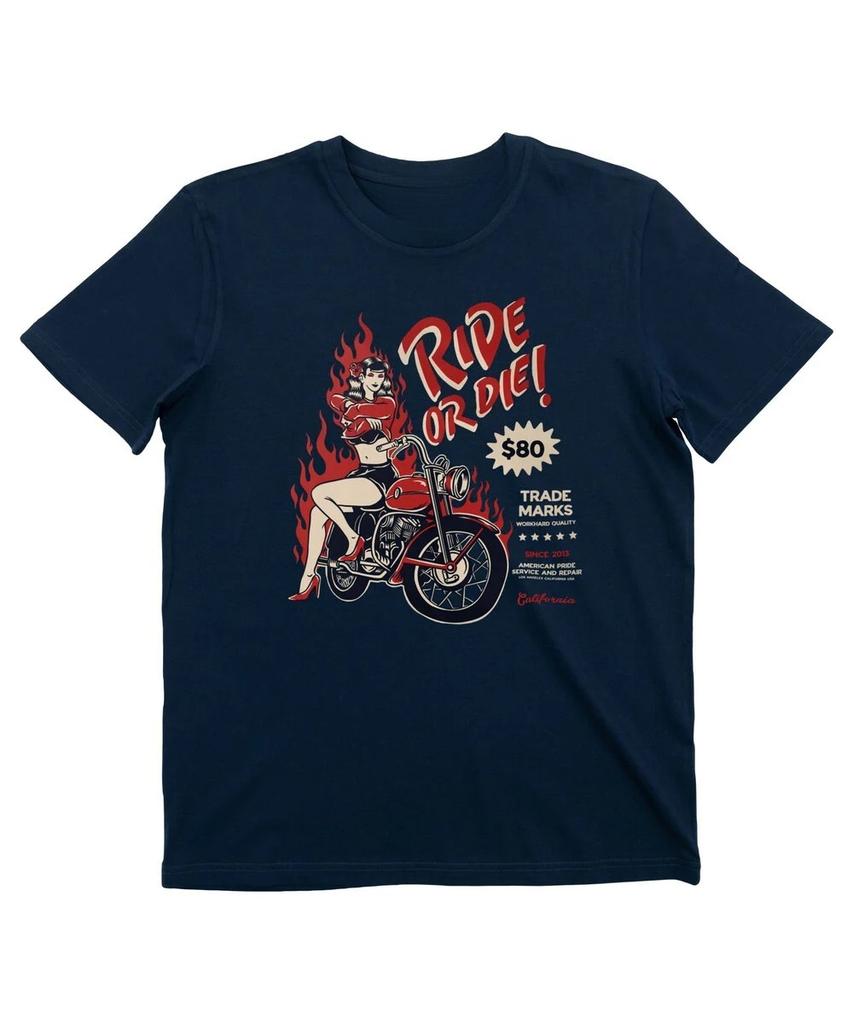 Cross - Moto Graphic Printing Summer Luxury Brand Cotton Men's and Women's T-Shirts Short Sleeves Street Fashion Clothing