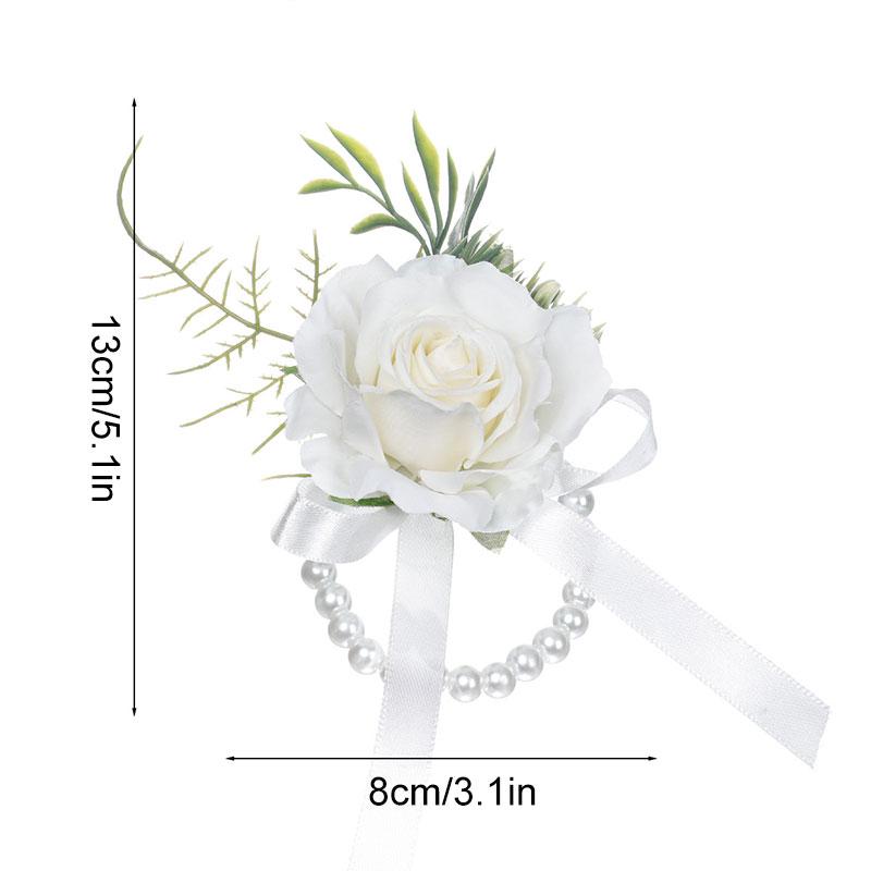 1 pz Fiore Artificiale Accessori Matrimonio Corsage da Polso Bottoniera Matrimonio Braccialetti per Damigelle Rose di Seta