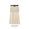 Jnleaog Autumn New Women's Clothing Fashion Style Stylish Fashion with Belt Patchwork Midi Dress