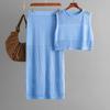 Slim-fit hollow sleeveless vest set, summer new knitted slit skirt two-piece set