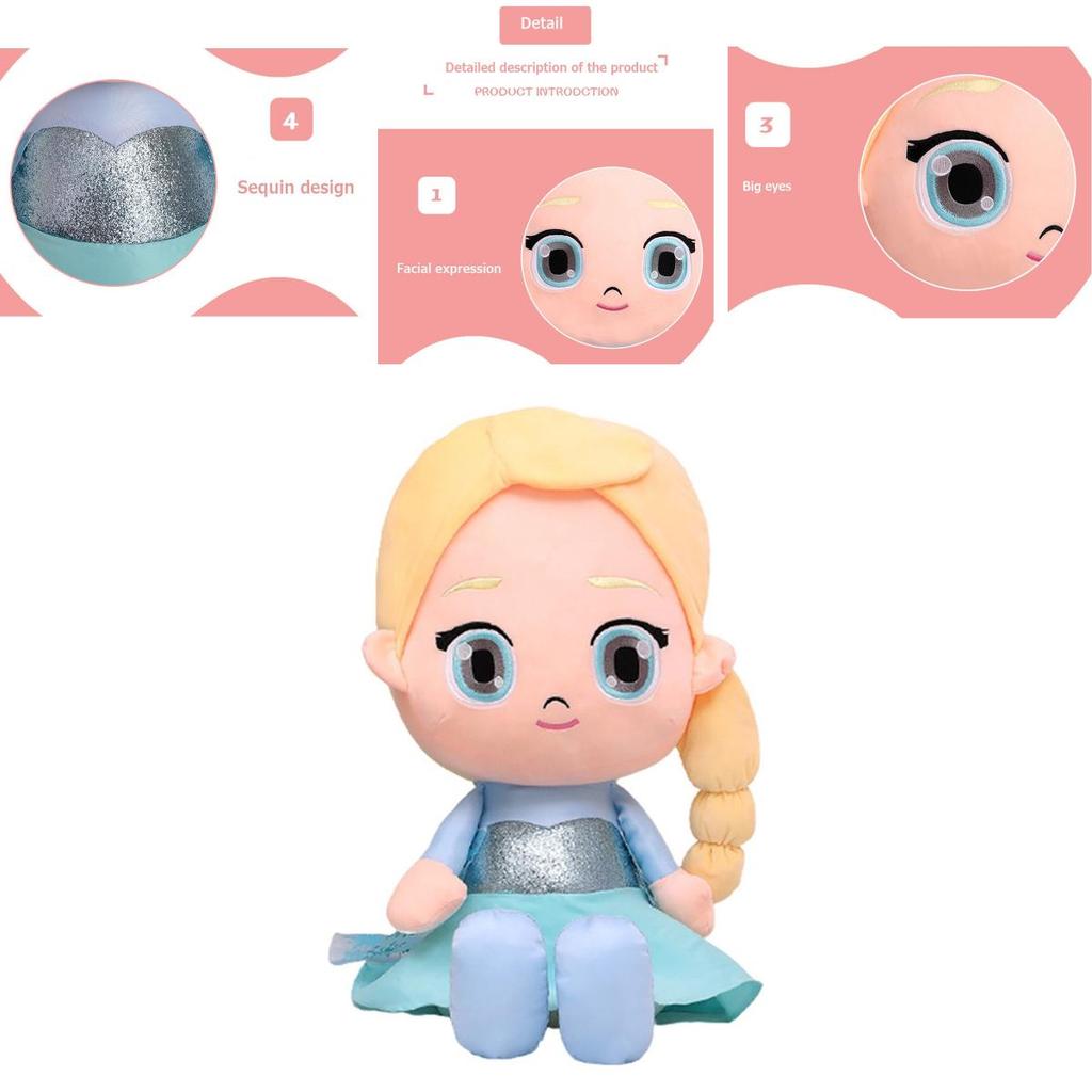 Jouet Peluche Disney La Reine des Neiges Anna Elsa Poupée Douce Remplie Pour Décoration de Chambre Doux pour la Peau et Collectionnable
