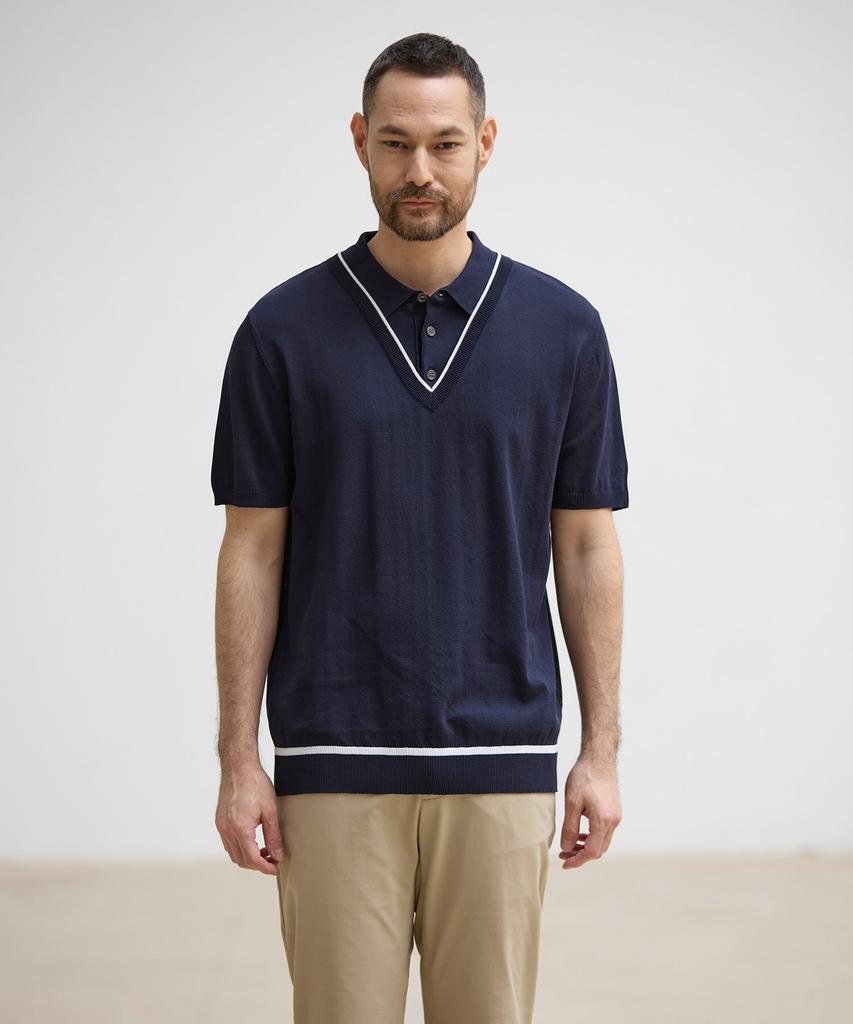 STCO Diems Cool Layered Collar Knit Navy (Classic Fit)_Dgkvb04Csn