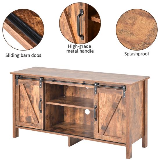 TV Stand Large Capacity Sturdy Construction Good Load-bearing Sliding Doors Retro Item Storage Heighten