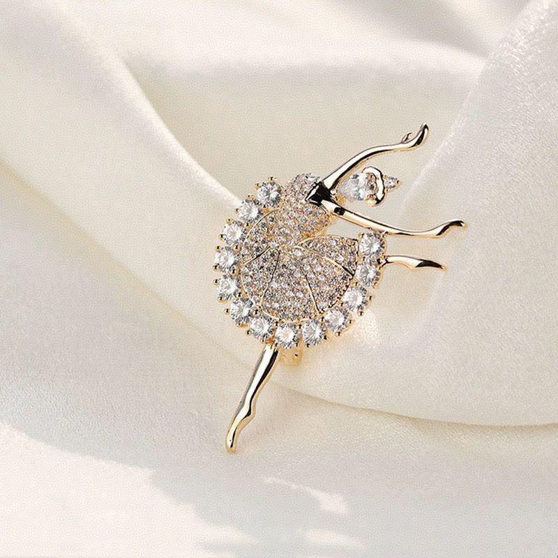 Elegant Ballet Dancer Brooch - Exquisite Fashion Corsage Pin for Dress or Suit