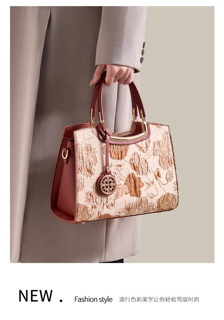 Mother's Day gift mom bag women's bag handbag large capacity shoulder rose embroidery