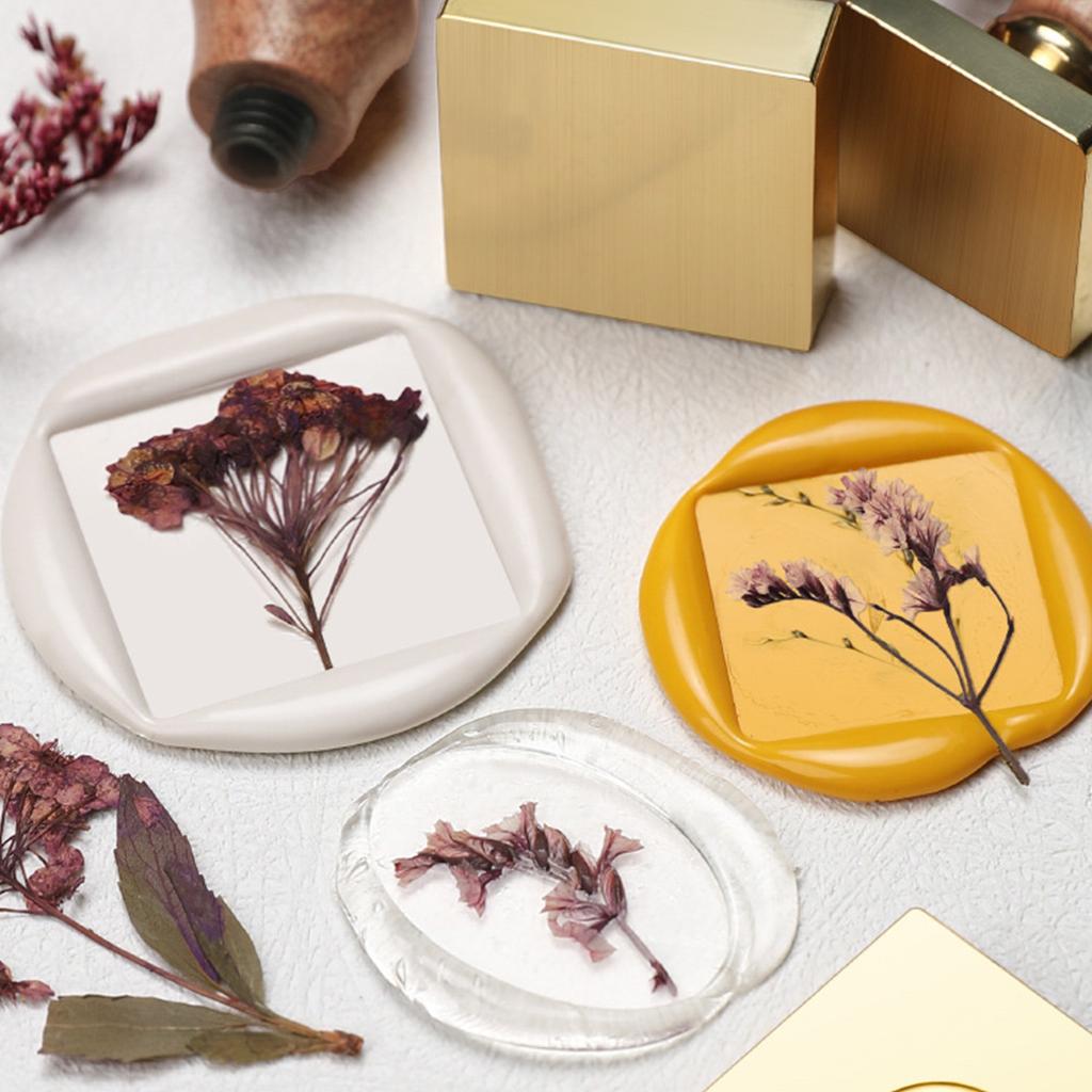 Craft Stamp Head with Wood Handle Set for Seal Card Envelope Unfinished Seal Stamp Round Square Flower Heart Stamp Head