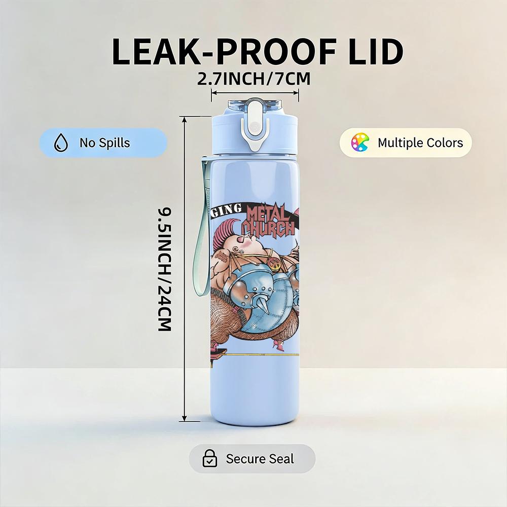 1PC Retro Tiger Head Wild Animal Round Print 750ml Portable Sports Water Bottle Leakproof Gym Outdoor Travel Drink Cup