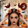 Comfortable Halloween Hairbands Flower Skeleton Bat Headband, Gothic Floral Skull Hair Bands, Spooky Decorative Cloth Headbands for Events Accessory,