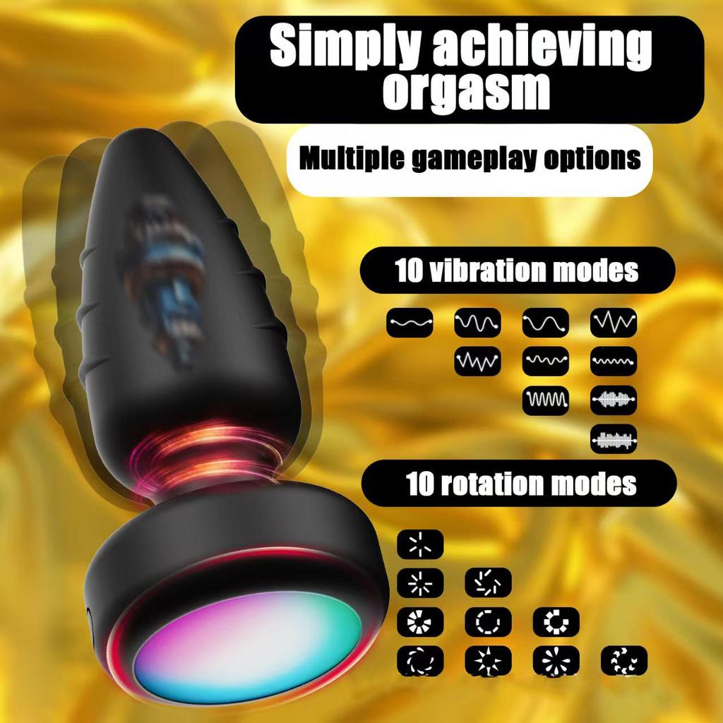 360° Rotating Colorful Wireless Anal Plug with Remote Control & 10 Vibration Modes
