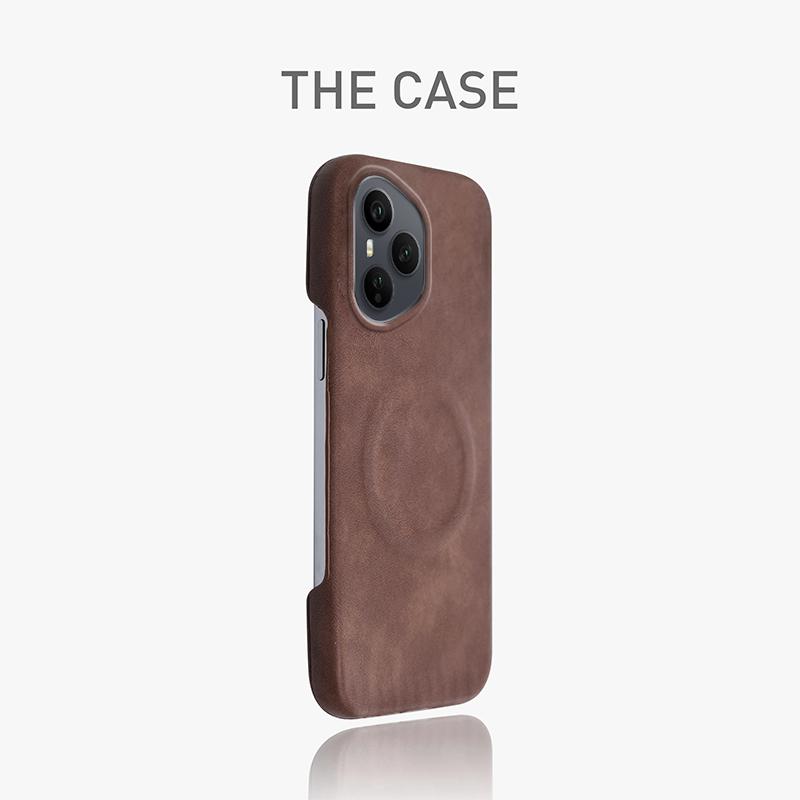 

Business PU Leather Frameless Hard Case For Honor 400 Pro Magnetic Wireless Charging Anti-Fall Cover For Honor400Pro Honor 400 (Global) темно-коричневого кольору