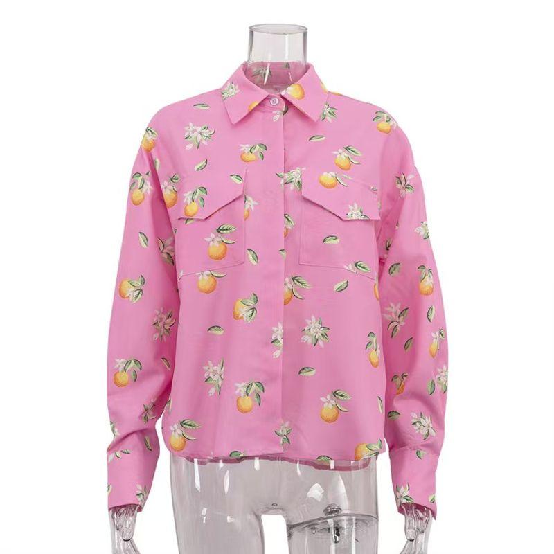 European and American New Fashion Print Long Sleeve Shirts Loose Casual Top Loose Printed Shirt Top