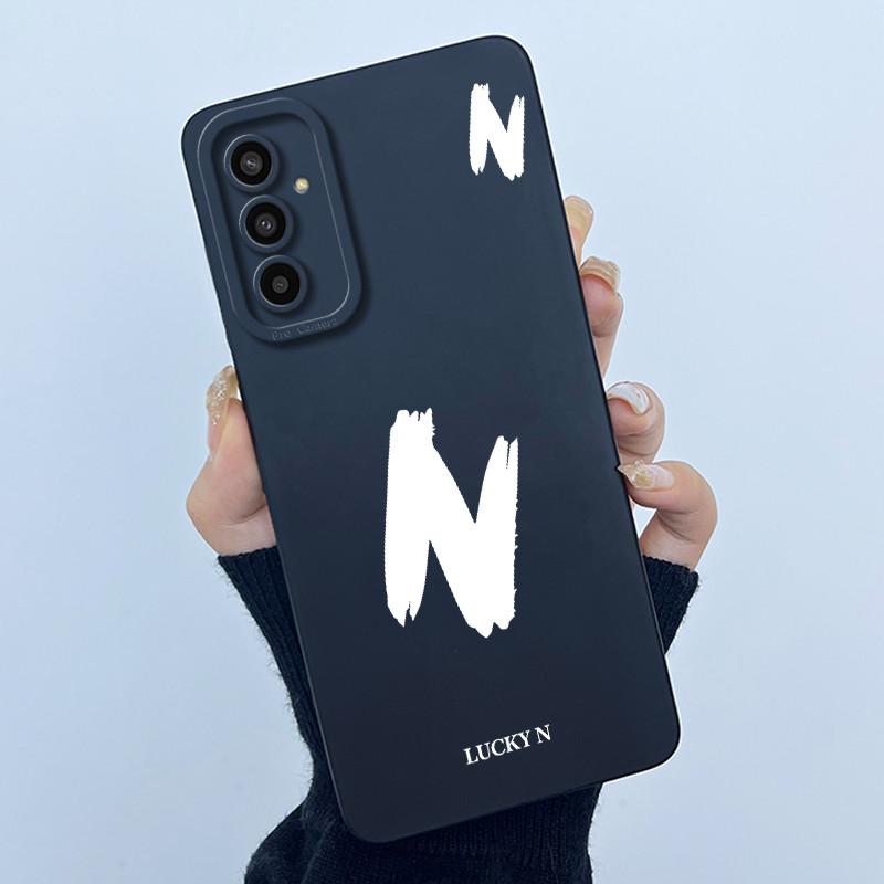 For Samsung Galaxy M13 4G M23 F23 Buddy 2 5G Cover Case Initial Letter Silicone Soft Phone Bumper for Samsung SM-M135F Casing