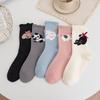 3D Animal Cartoon Lace Socks - Women's Autumn Trendy Mid-Calf Fun Flocking Socks