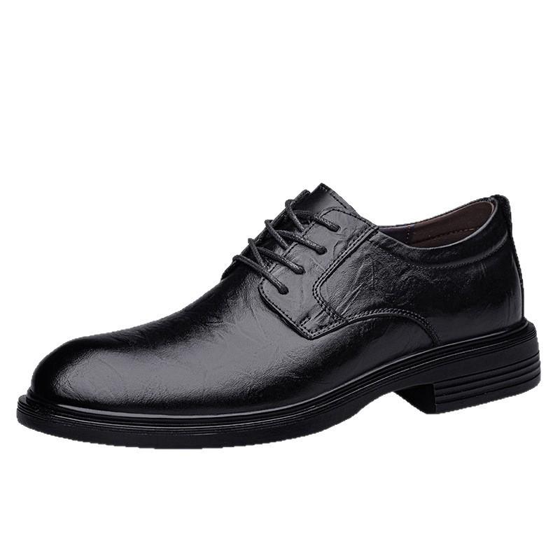 Men's Breathable Leather Formal Shoes - Spring/Summer Casual Cowhide Shoes with Warm Cotton.