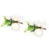 2Pcs Hemp Rope Napkin Buckle Simulation Flower Napkin Ring for Hotel Western Restaurant6622 White