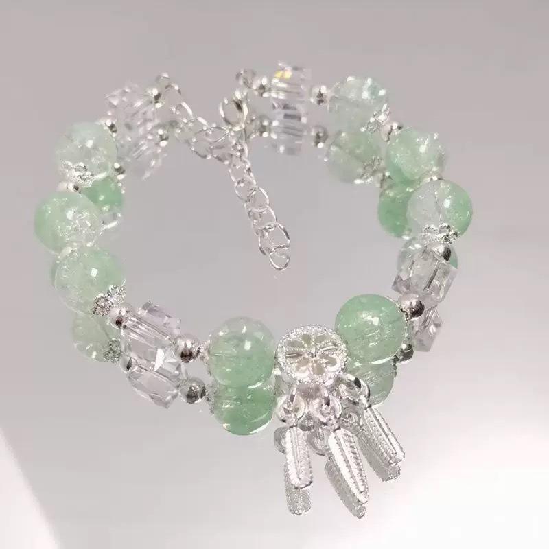 Summer Fresh and Cool Forest-themed Green Crystal Butterfly Ethereal Crystal Bracelet - A Niche Item