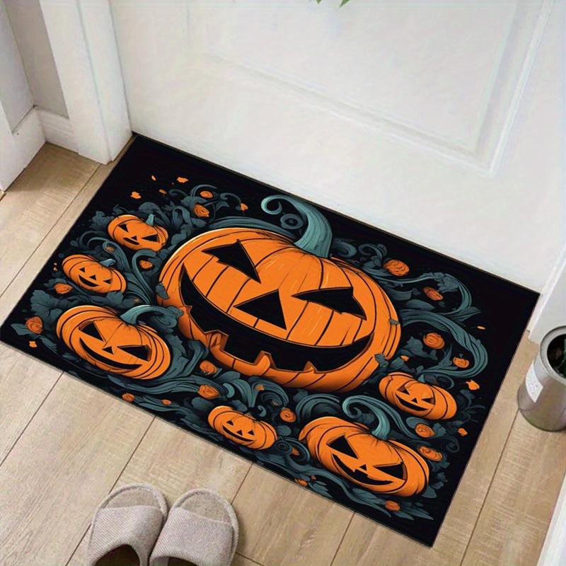 Halloween Pumpkin Printed Area Rug - Crystal Velvet Anti-Skid Rug, Easy Clean Durable Floor Mat for Living Room & Bedroo