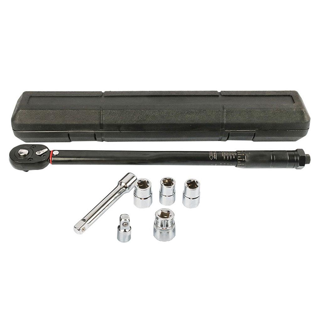 1/2 Inch Drive Click Torque Wrench 5-100 Ft-lb Dual-Direction Adjustable Torque Wrench Set with Extension & Adapters