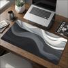 Desk Mat Modern Black Grey Marble Wave Print Stitched Edge AntiSlip Rubber Base Mouse Pad For Gaming Working Home Office