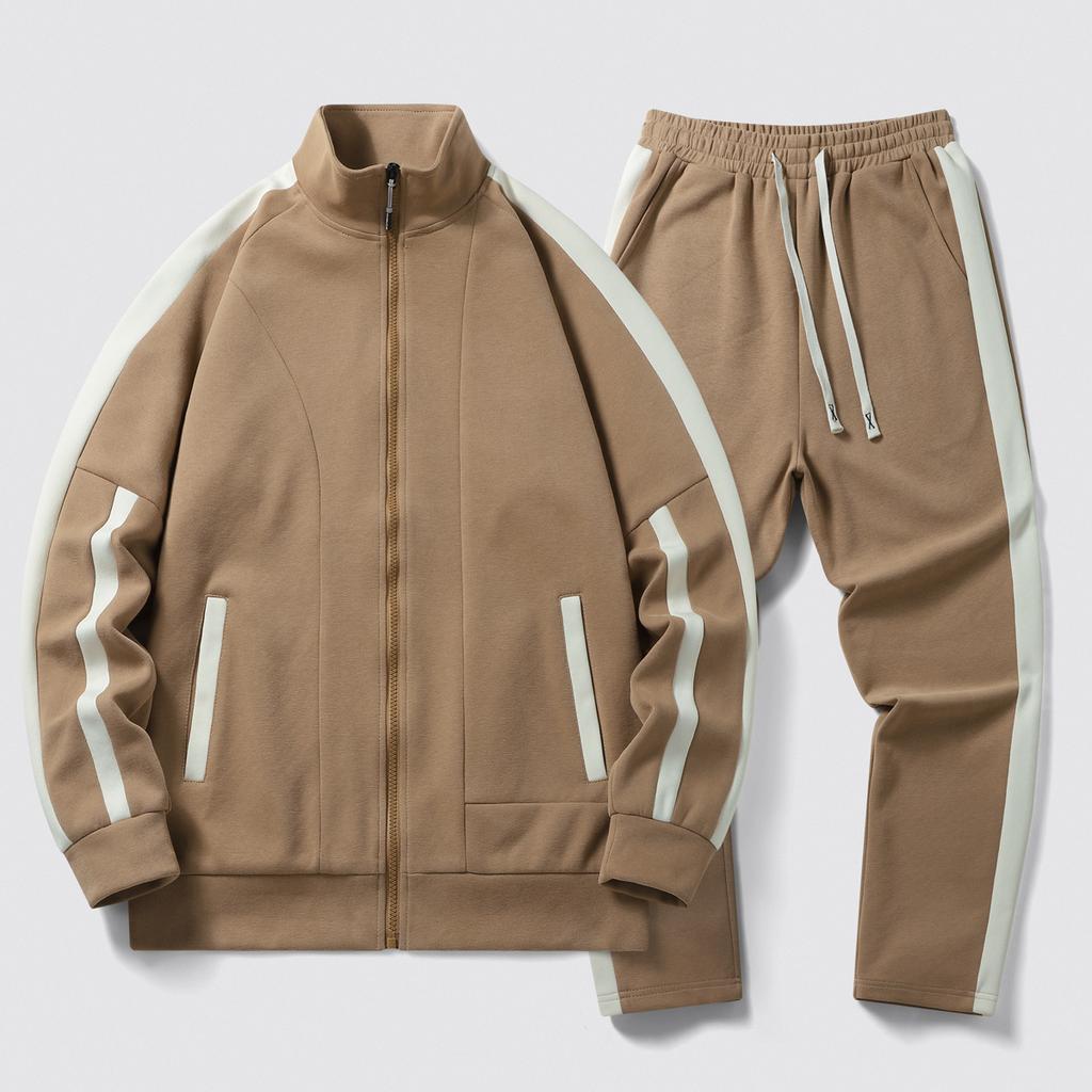 Sports Suit Men's Jacket Paired with A Casual Stand Up Collar Sweatshirt Straight Leg Pants Two-piece Set