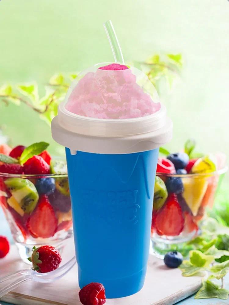 1pc Smoothie Cup Milkshake Ice Cream Frozen Silicone Squeeze Cup Portable DIY Juice Milkshake Bottle Children's Gift Tool