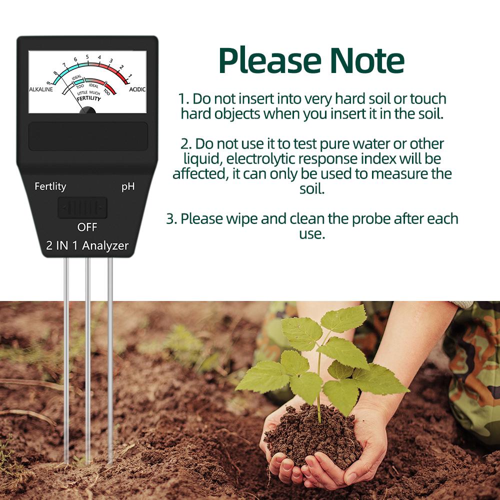 High Precision 2 In 1 Soil Meter Fertility PH Tester Portable Soil PH Detector for Garden Farm Greenhouse