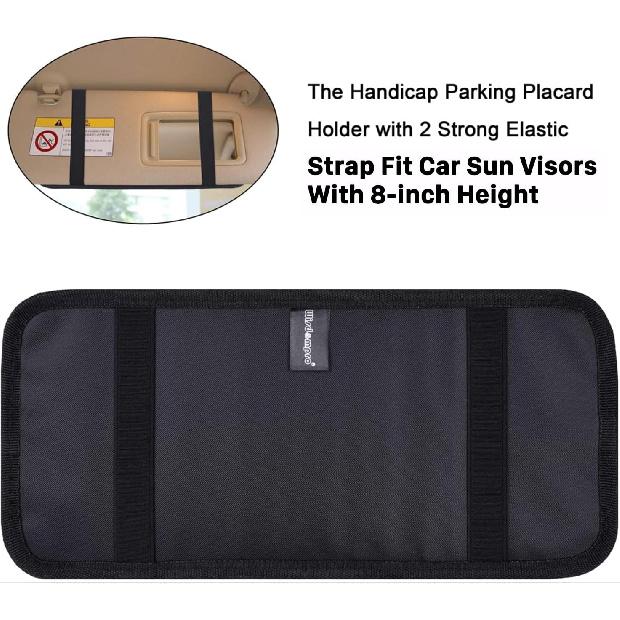 Handicap Placard Holder For Auto, Wisdompro Disabled Parking Permit Sign Protector For Car Sun Visor With Note Paper Slot, Pen Holder And Elastic
