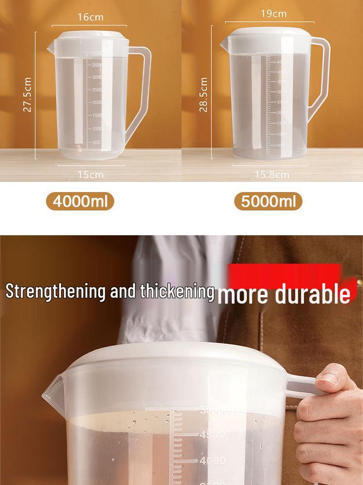 Large Capacity 5L Cold Water Pitcher, High Temperature Resistant, with Measuring Scale – Ideal for Milk Tea Shops and Tea Brewing.