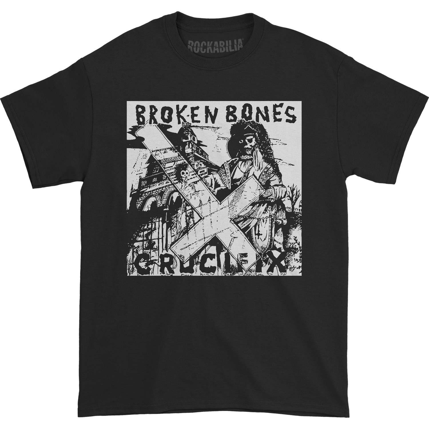 Men s Broken Bones Crucifix Tee T-shirt Large Black XXXL