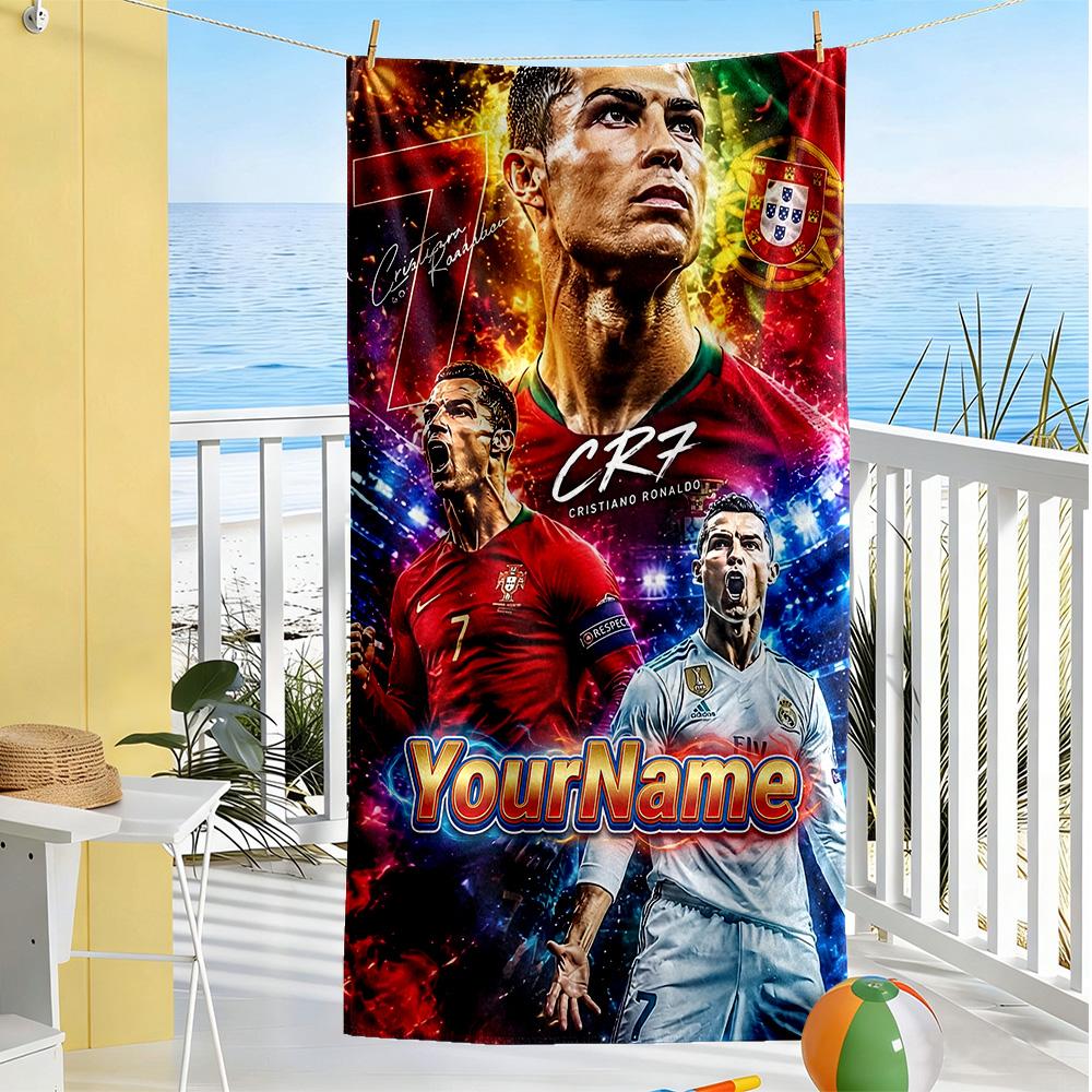 Cristiano Ronaldo Personalized Name Beach Towel Soft Durable Quick-Dry Portable for SwimmingBeachCamping Travel Beach AccessoriesGym