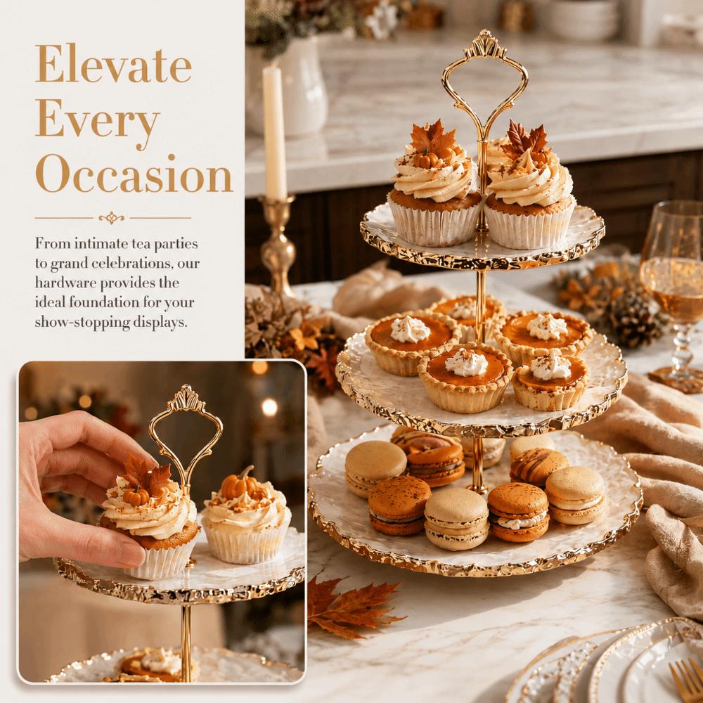 2 Tiers 3 Tier Cake Stands Crown Handle Multi Level Cake Stand Cake Stand Assembly 2 Tiers Gold