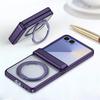 Plating Clear Magnetic Cover For Samsung Galaxy Z Flip 7 Fe 6 5 5G Flip7 Phone Case with Ring Holder Hinge Protection
