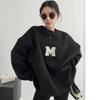 SeiunAn Logo Pullover Long Plus Sizes Loose Crew Long Sleeve Korean English Back Print Women's Sweatshirt, Hoodie, Sleeve, Lightweight,