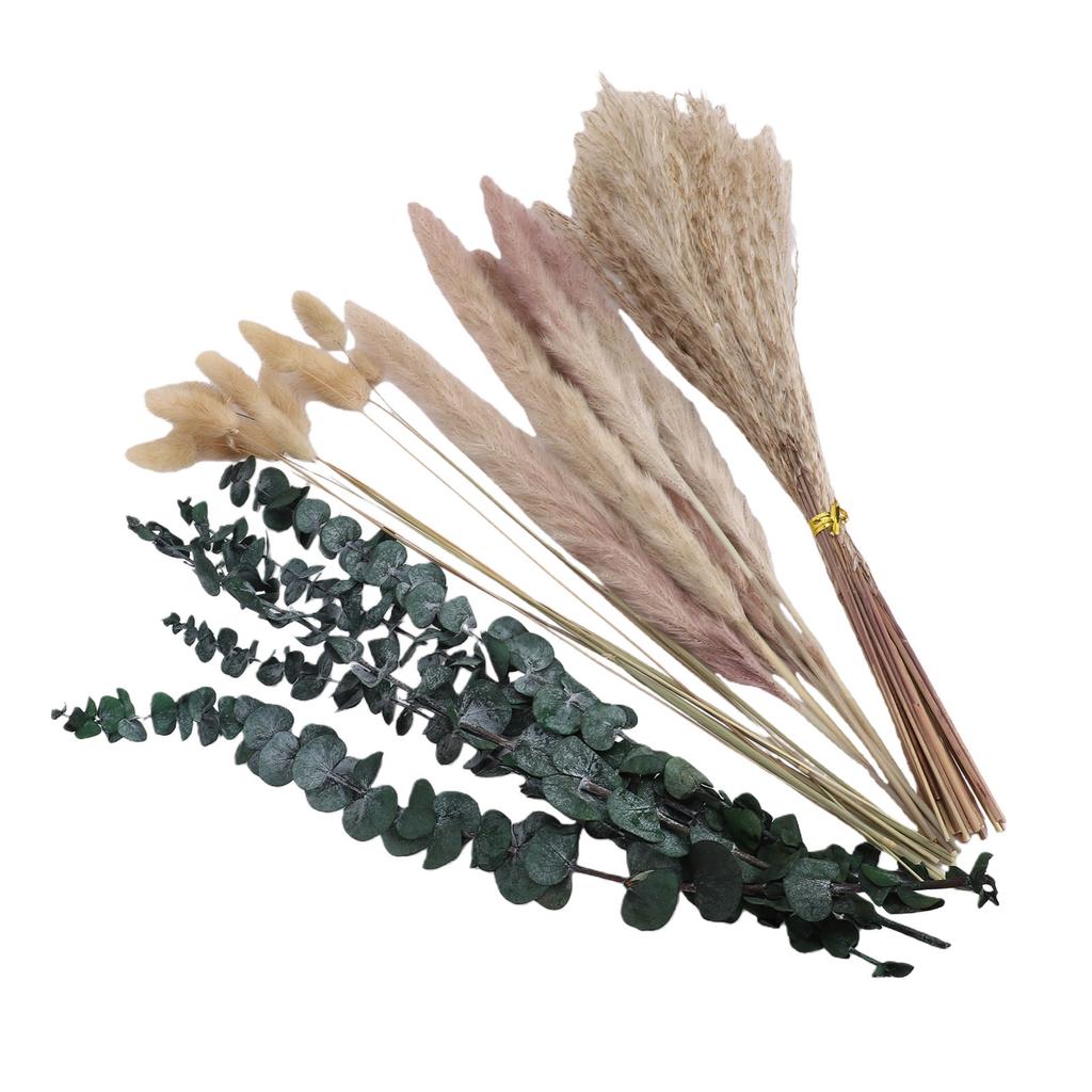 Bohemian Decor Dried Flowers Bouquet Rabbit Tails Eucalyptus Pampas Grass Bouquet Floral Arrangement for Wedding Dining