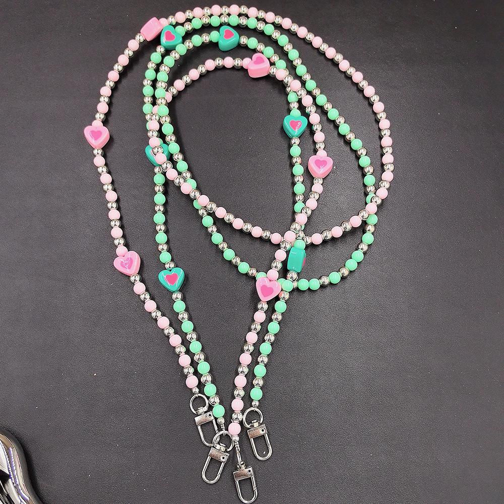 Beaded Pearl Love Crossbody Phone Chain Lanyard, Perfect Gift for Females.