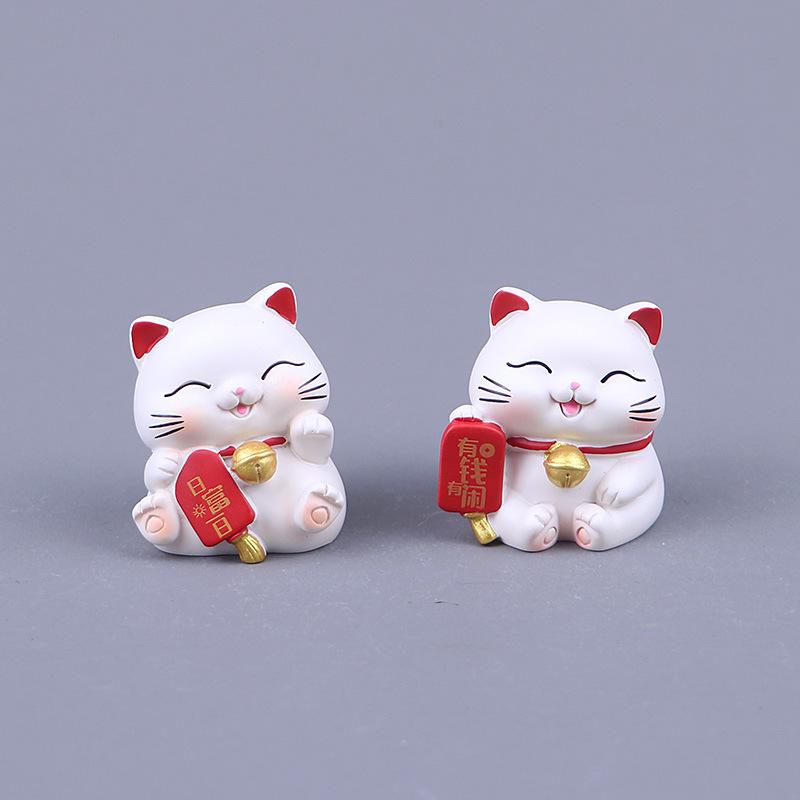 Prosperity Lucky Cat Mini Ornament for Office Desk or Car Console