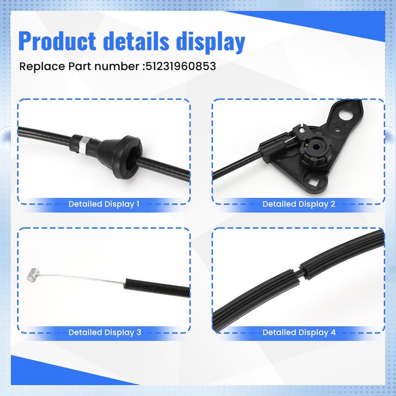 Bonnet Hood Release Cable Rod 51231960853 For BMW 3 Series E36